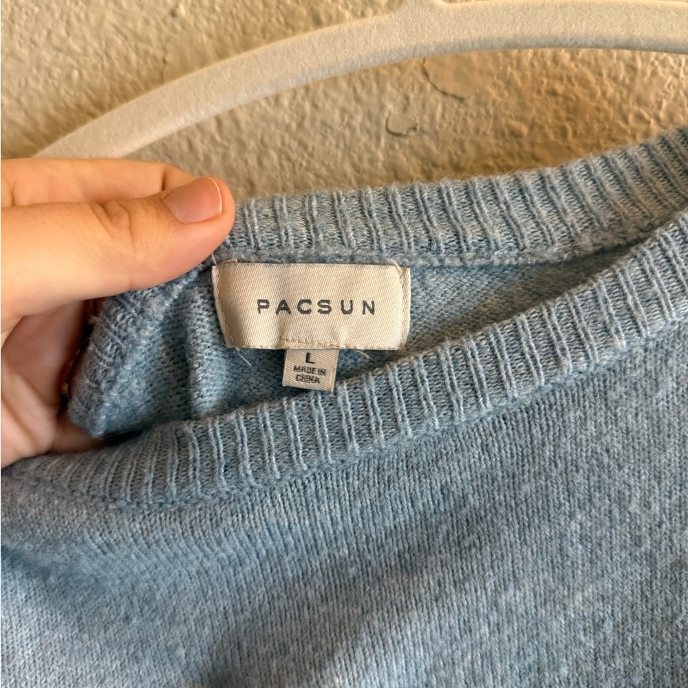 Cropped Sweater Light Blue Pacsun - Casual, Minimalist, Winter, Lightweight - Picture 7 of 8